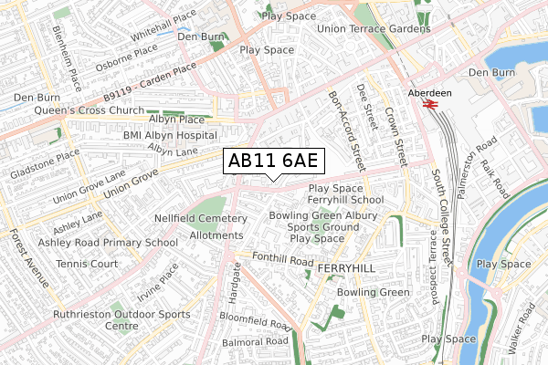 AB11 6AE map - small scale - OS Open Zoomstack (Ordnance Survey) AB11 6AE map - small scale - OS Open Zoomstack (Ordnance Survey)