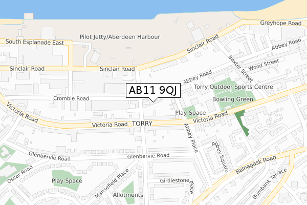 AB11 9QJ map - large scale - OS Open Zoomstack (Ordnance Survey) AB11 9QJ map - large scale - OS Open Zoomstack (Ordnance Survey)