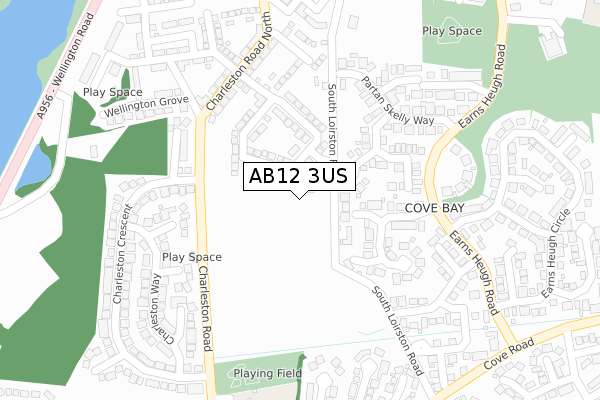 AB12 3US map - large scale - OS Open Zoomstack (Ordnance Survey)