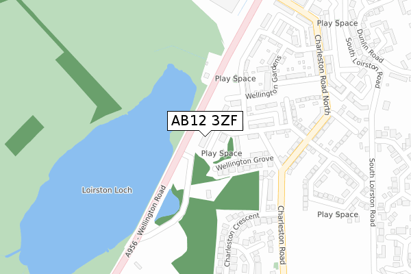 AB12 3ZF map - large scale - OS Open Zoomstack (Ordnance Survey)