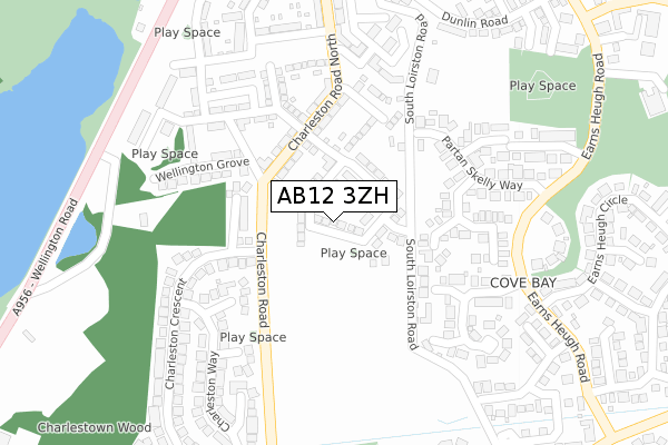 AB12 3ZH map - large scale - OS Open Zoomstack (Ordnance Survey)