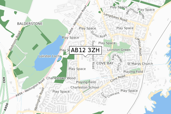 AB12 3ZH map - small scale - OS Open Zoomstack (Ordnance Survey)