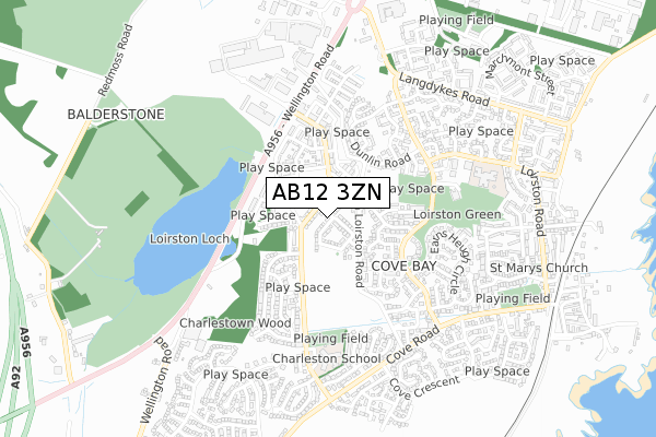AB12 3ZN map - small scale - OS Open Zoomstack (Ordnance Survey)