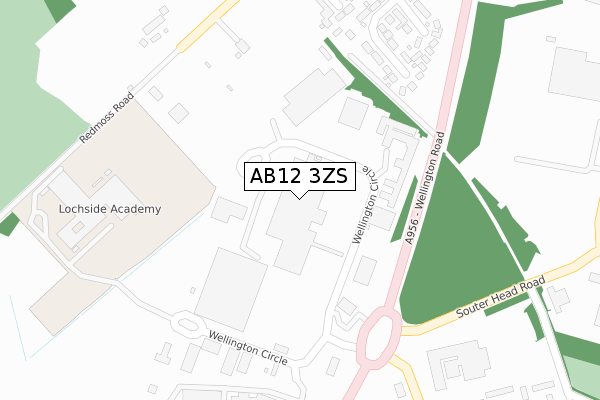 AB12 3ZS map - large scale - OS Open Zoomstack (Ordnance Survey)