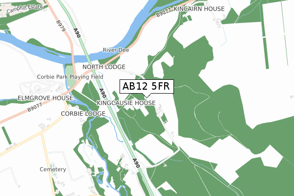 AB12 5FR map - small scale - OS Open Zoomstack (Ordnance Survey)