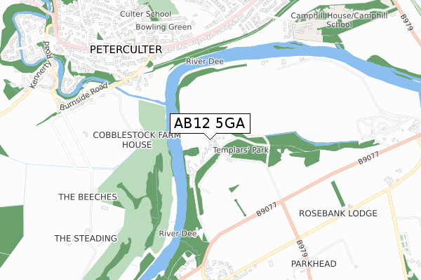 AB12 5GA map - small scale - OS Open Zoomstack (Ordnance Survey)