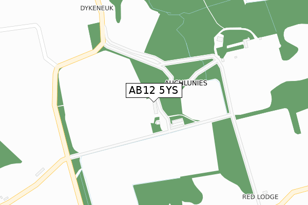 AB12 5YS map - large scale - OS Open Zoomstack (Ordnance Survey)
