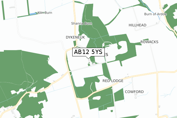 AB12 5YS map - small scale - OS Open Zoomstack (Ordnance Survey)