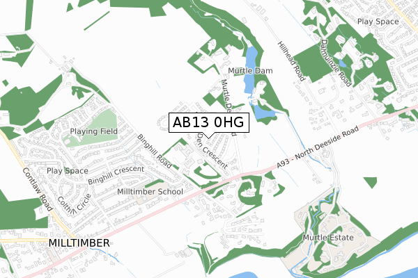 AB13 0HG map - small scale - OS Open Zoomstack (Ordnance Survey) AB13 0HG map - small scale - OS Open Zoomstack (Ordnance Survey)