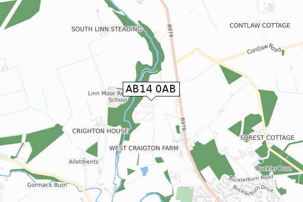 AB14 0AB map - small scale - OS Open Zoomstack (Ordnance Survey)