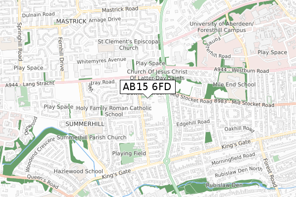 AB15 6FD map - small scale - OS Open Zoomstack (Ordnance Survey)