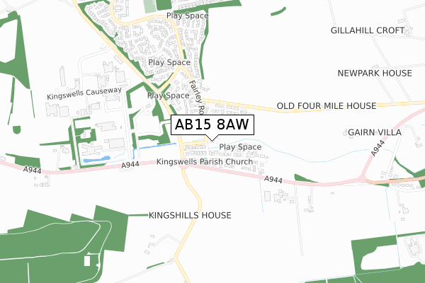 AB15 8AW map - small scale - OS Open Zoomstack (Ordnance Survey)