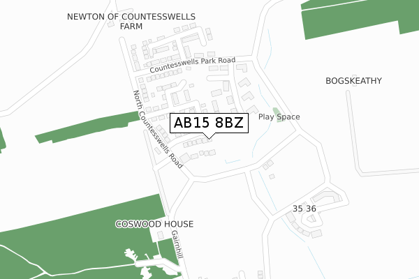 AB15 8BZ map - large scale - OS Open Zoomstack (Ordnance Survey)