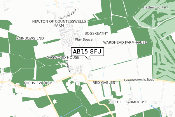 AB15 8FU map - small scale - OS Open Zoomstack (Ordnance Survey)