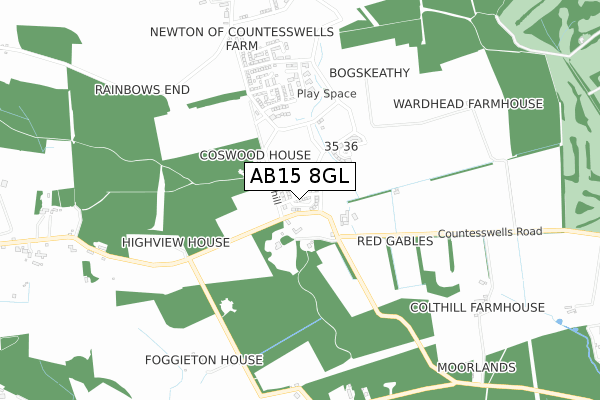 AB15 8GL map - small scale - OS Open Zoomstack (Ordnance Survey)