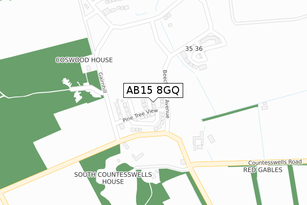 AB15 8GQ map - large scale - OS Open Zoomstack (Ordnance Survey)