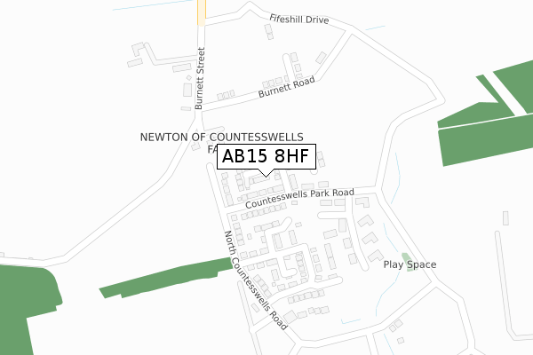 AB15 8HF map - large scale - OS Open Zoomstack (Ordnance Survey)