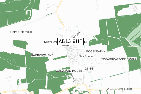 AB15 8HF map - small scale - OS Open Zoomstack (Ordnance Survey)