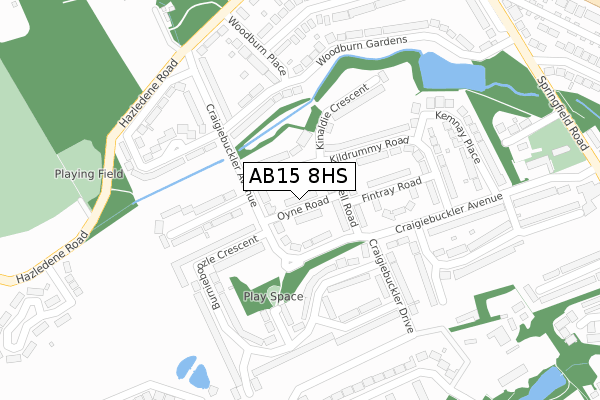 AB15 8HS map - large scale - OS Open Zoomstack (Ordnance Survey)