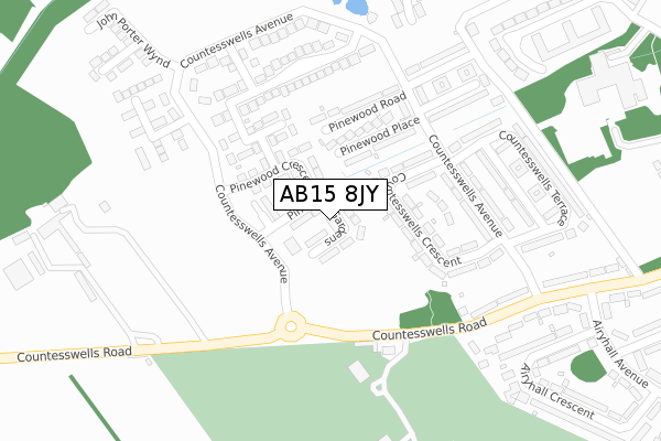 AB15 8JY map - large scale - OS Open Zoomstack (Ordnance Survey)