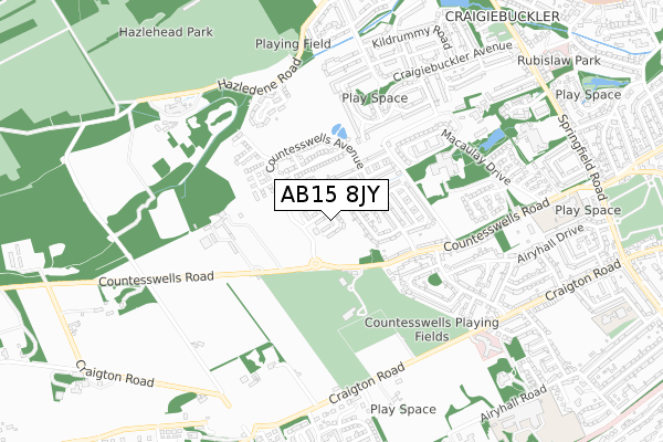 AB15 8JY map - small scale - OS Open Zoomstack (Ordnance Survey)