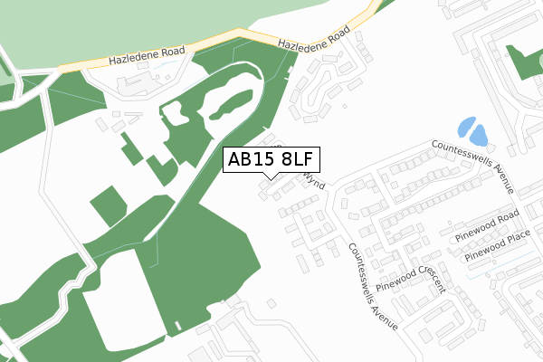 AB15 8LF map - large scale - OS Open Zoomstack (Ordnance Survey)