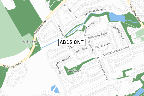 AB15 8NT map - large scale - OS Open Zoomstack (Ordnance Survey)