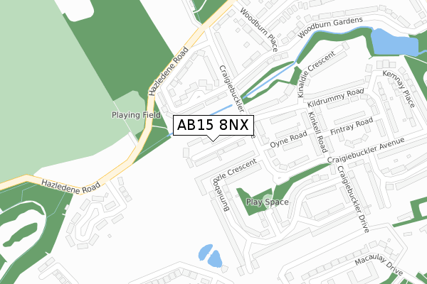 AB15 8NX map - large scale - OS Open Zoomstack (Ordnance Survey)