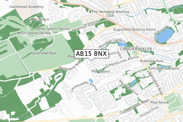 AB15 8NX map - small scale - OS Open Zoomstack (Ordnance Survey)