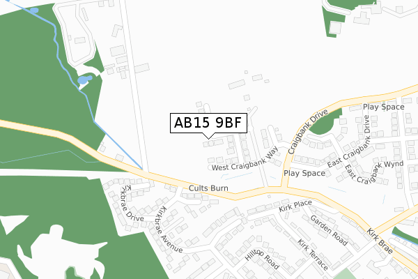 AB15 9BF map - large scale - OS Open Zoomstack (Ordnance Survey)