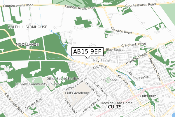 AB15 9EF map - small scale - OS Open Zoomstack (Ordnance Survey)