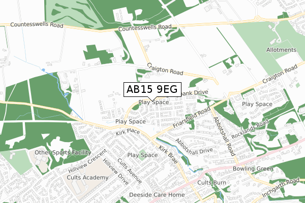 AB15 9EG map - small scale - OS Open Zoomstack (Ordnance Survey)