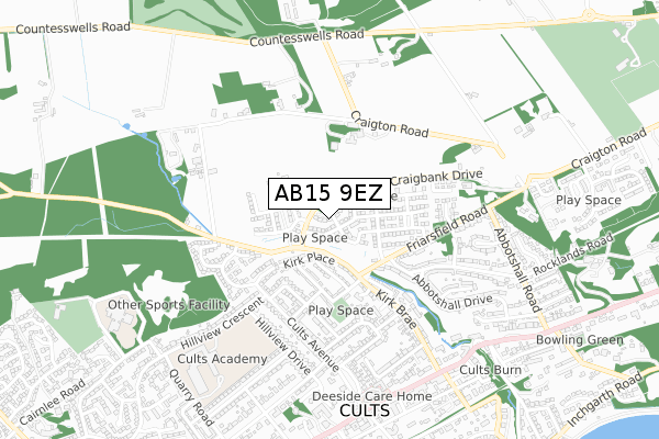 AB15 9EZ map - small scale - OS Open Zoomstack (Ordnance Survey)