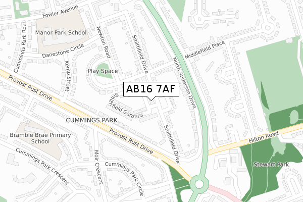 AB16 7AF map - large scale - OS Open Zoomstack (Ordnance Survey) AB16 7AF map - large scale - OS Open Zoomstack (Ordnance Survey)