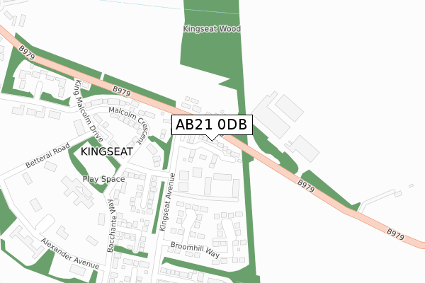 AB21 0DB map - large scale - OS Open Zoomstack (Ordnance Survey)