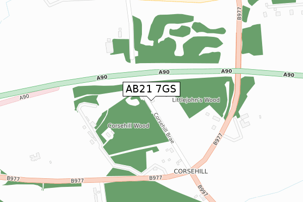AB21 7GS map - large scale - OS Open Zoomstack (Ordnance Survey)