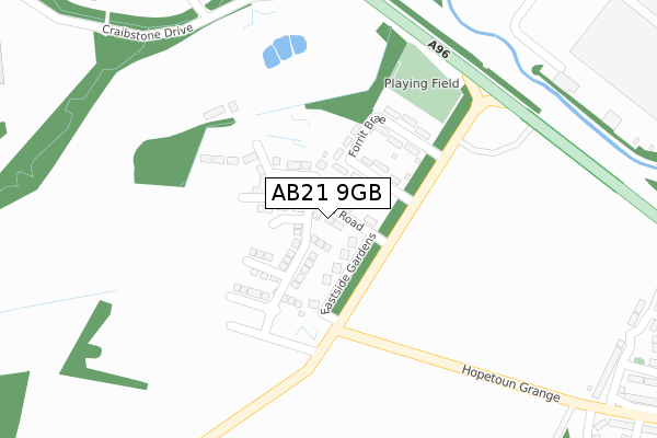 AB21 9GB map - large scale - OS Open Zoomstack (Ordnance Survey)