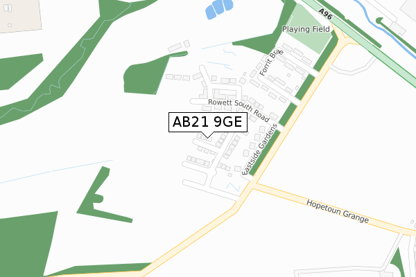 AB21 9GE map - large scale - OS Open Zoomstack (Ordnance Survey)