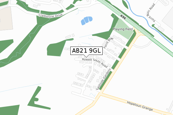 AB21 9GL map - large scale - OS Open Zoomstack (Ordnance Survey)