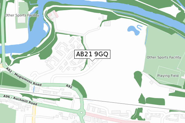 AB21 9GQ map - large scale - OS Open Zoomstack (Ordnance Survey)
