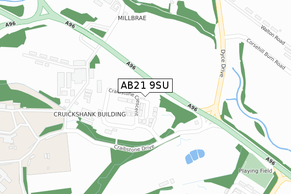 AB21 9SU map - large scale - OS Open Zoomstack (Ordnance Survey)