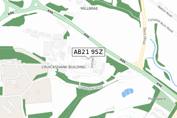 AB21 9SZ map - large scale - OS Open Zoomstack (Ordnance Survey)