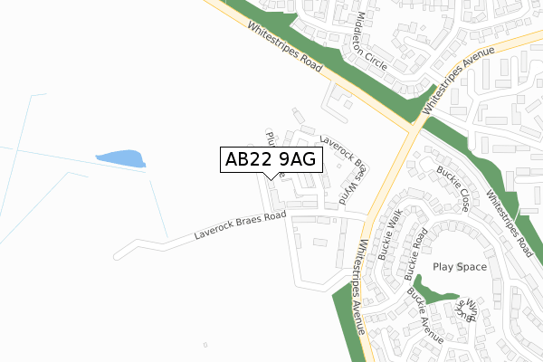 AB22 9AG map - large scale - OS Open Zoomstack (Ordnance Survey)