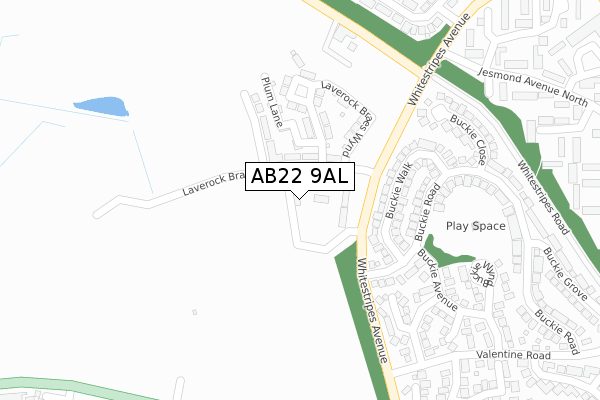 AB22 9AL map - large scale - OS Open Zoomstack (Ordnance Survey)