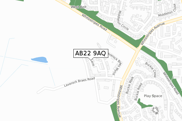 AB22 9AQ map - large scale - OS Open Zoomstack (Ordnance Survey)