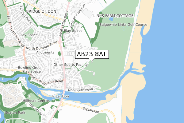 AB23 8AT map - small scale - OS Open Zoomstack (Ordnance Survey)