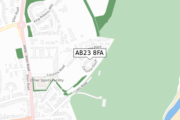 AB23 8FA map - large scale - OS Open Zoomstack (Ordnance Survey)