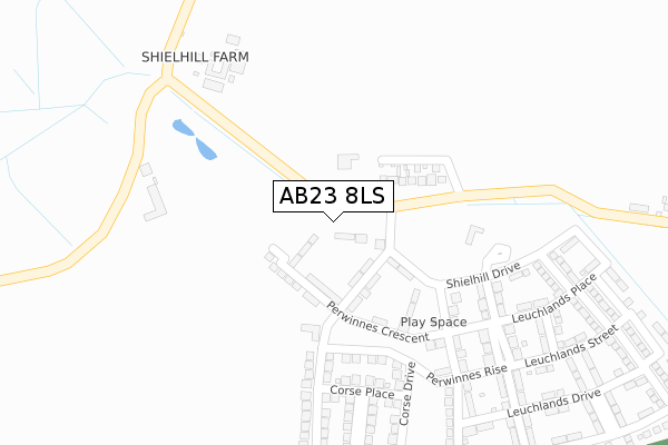 AB23 8LS map - large scale - OS Open Zoomstack (Ordnance Survey)