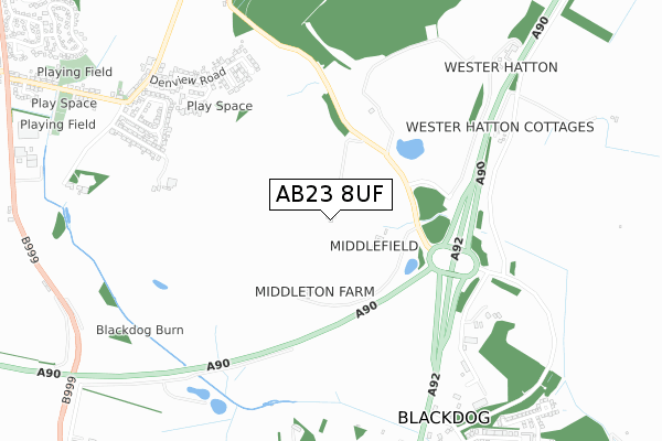 AB23 8UF map - small scale - OS Open Zoomstack (Ordnance Survey)