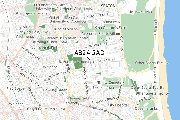 AB24 5AD map - small scale - OS Open Zoomstack (Ordnance Survey)